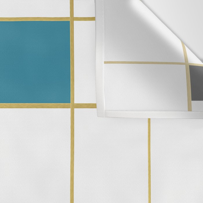 MidCentury Modern Art Aqua Gold Black Wall Tapestry Gallery Image 3