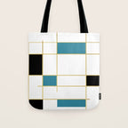 MidCentury Modern Art Aqua Gold Black Tote Bag Gallery Image 1