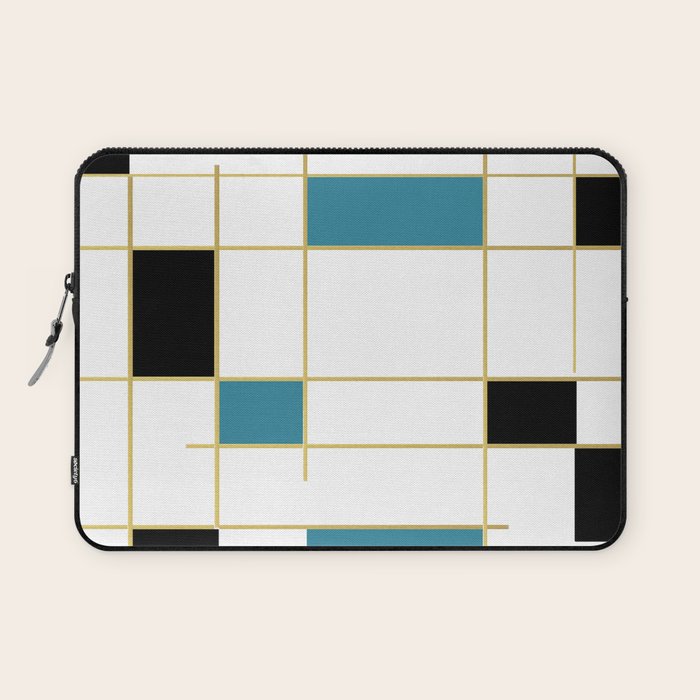 MidCentury Modern Art Aqua Gold Black Laptop Sleeve Gallery Image 1