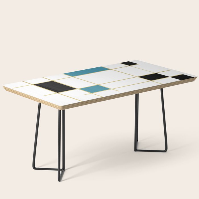 MidCentury Modern Art Aqua Gold Black Coffee Table Gallery Image 1