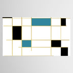 MidCentury Modern Art Aqua Gold Black Tablecloth Gallery Image 2