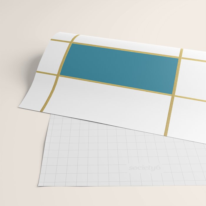 MidCentury Modern Art Aqua Gold Black Wrapping Paper Gallery Image 2
