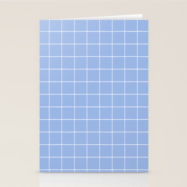 White On Light Blue Plaid Stationery Card Gallery Image 2