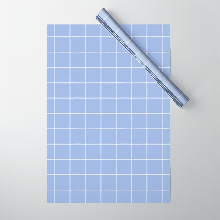 White On Light Blue Plaid Wrapping Paper Gallery Image 1