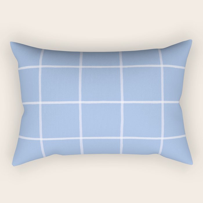 White On Light Blue Plaid Rectangular Pillow Gallery Image 2