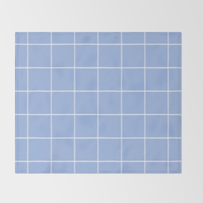 White On Light Blue Plaid Throw Blanket Gallery Image 2