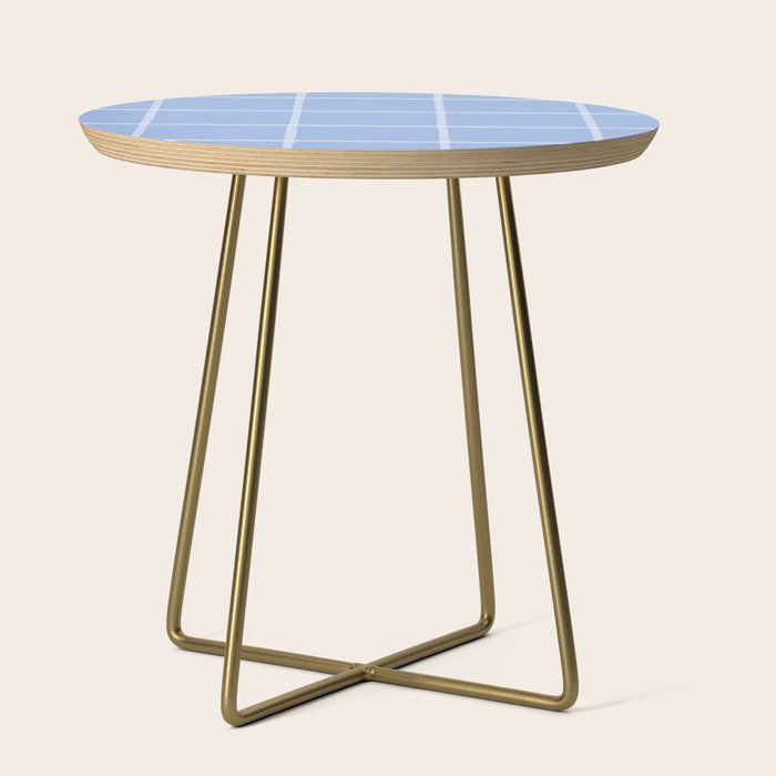 White On Light Blue Plaid Side Table Gallery Image 1