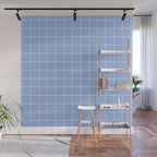 White On Light Blue Plaid Wall Mural Gallery Image 1