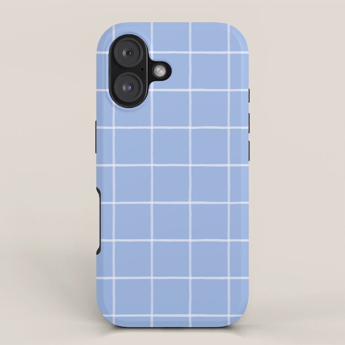 White On Light Blue Plaid iPhone Case Gallery Image 1