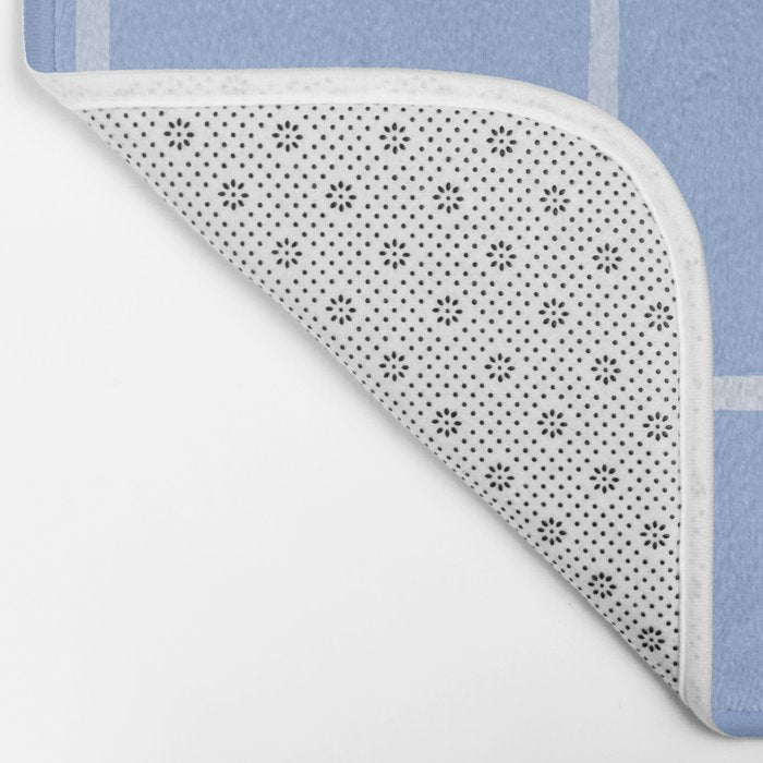 White On Light Blue Plaid Bath Mat Gallery Image 2