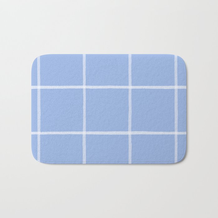 White On Light Blue Plaid Bath Mat Gallery Image 1