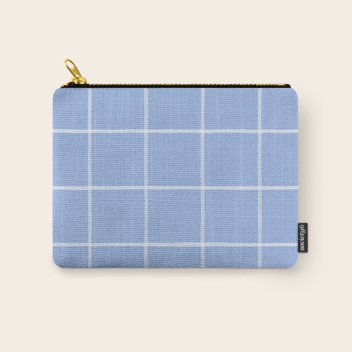 White On Light Blue Plaid Carry All Pouch Gallery Image 1
