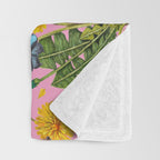 Dandelion Flowers with hedgehogs - pink Throw Blanket Gallery Image 3