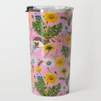 Dandelion Flowers with hedgehogs - pink Travel Mug Gallery Image 3