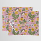 Dandelion Flowers with hedgehogs - pink Placemat Gallery Image 1