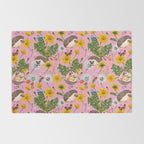 Dandelion Flowers with hedgehogs - pink Rug Gallery Image 2