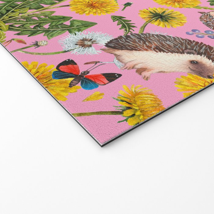 Dandelion Flowers with hedgehogs - pink Welcome Mat Gallery Image 2