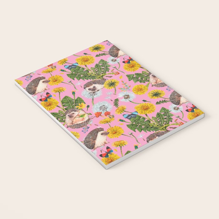 Dandelion Flowers with hedgehogs - pink Notebook Gallery Image 3