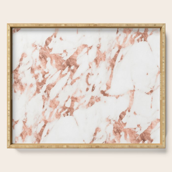 Rose Gold Marble - Perfect Pink Rose Gold Marble Serving Tray Gallery Image 1