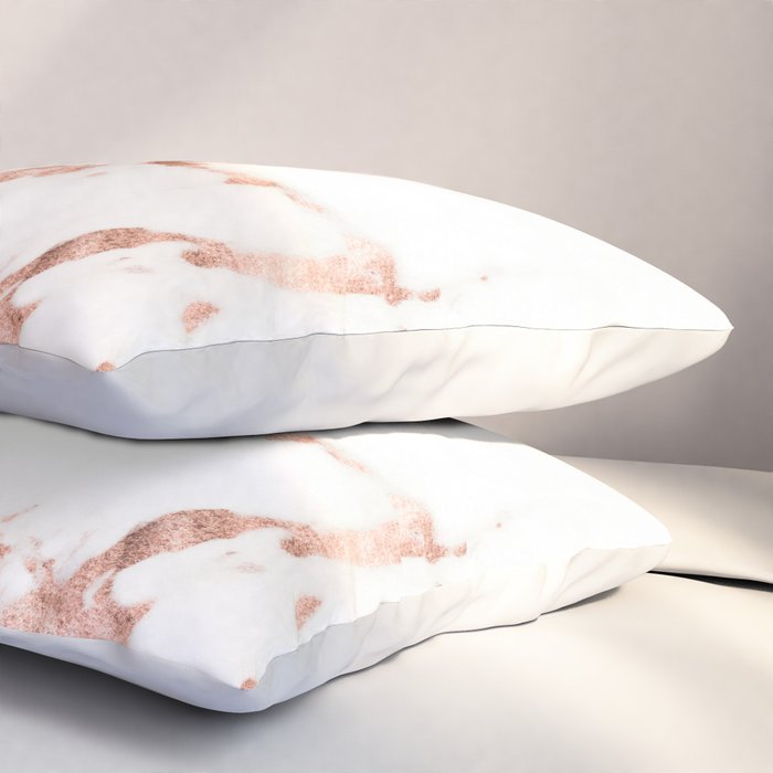 Rose Gold Marble - Perfect Pink Rose Gold Marble Pillow Sham Gallery Image 3