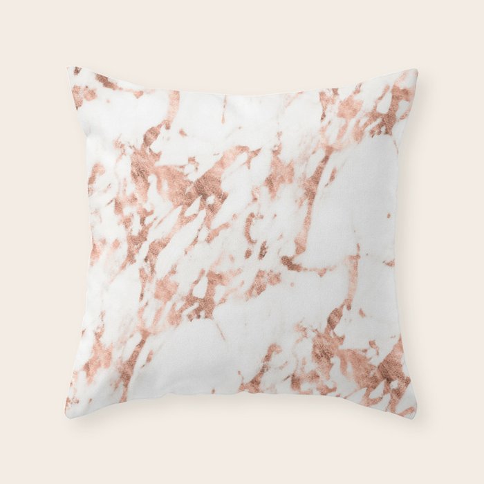 Rose Gold Marble - Perfect Pink Rose Gold Marble Throw Pillow Gallery Image 6