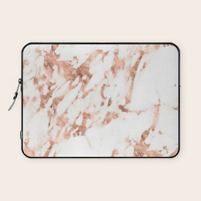 Rose Gold Marble - Perfect Pink Rose Gold Marble Laptop Sleeve Gallery Image 1