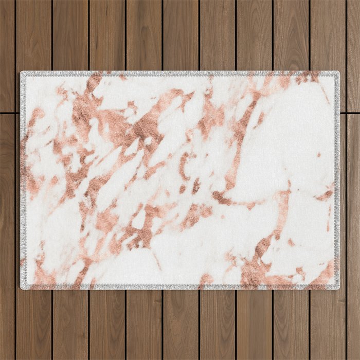 Rose Gold Marble - Perfect Pink Rose Gold Marble Outdoor Rug Gallery Image 1