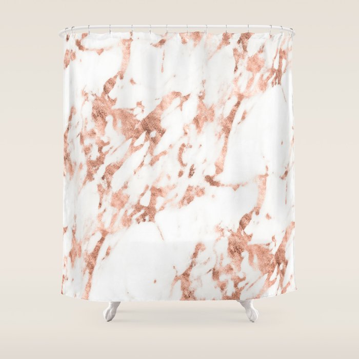 Rose Gold Marble - Perfect Pink Rose Gold Marble Shower Curtain Gallery Image 1