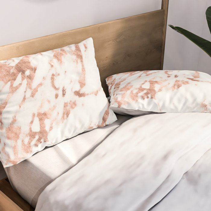 Rose Gold Marble - Perfect Pink Rose Gold Marble Pillow Sham Gallery Image 2
