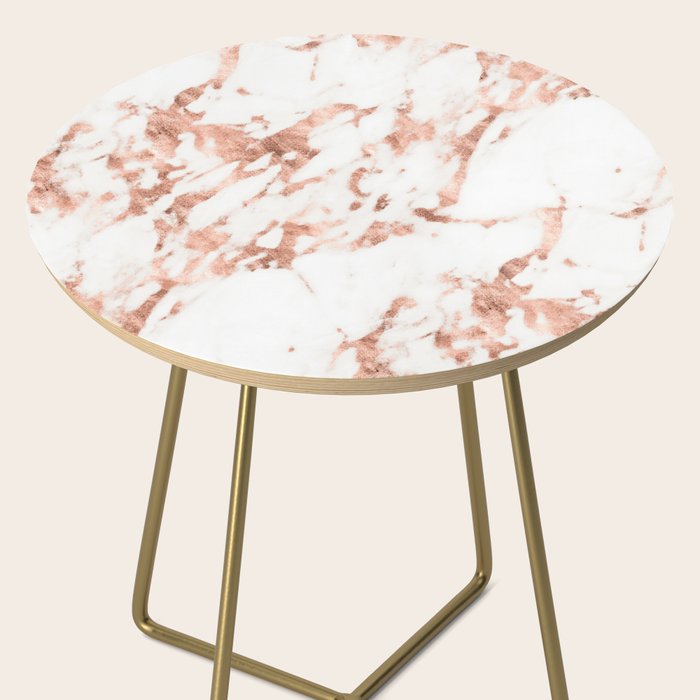 Rose Gold Marble - Perfect Pink Rose Gold Marble Side Table Gallery Image 2