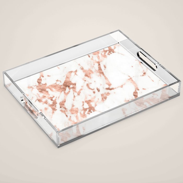 Rose Gold Marble - Perfect Pink Rose Gold Marble Acrylic Tray Gallery Image 1