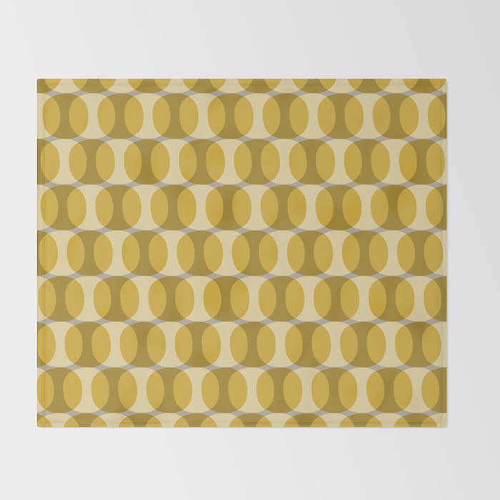 Mid Century Modern Abstract Geometric Spheramod Dot Pattern in Mustard and Gray Throw Blanket Gallery Image 2