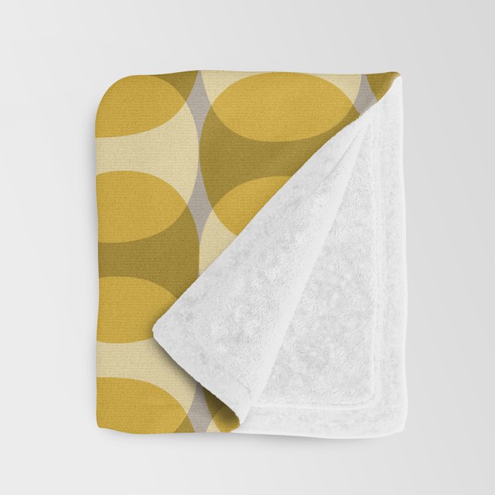 Mid Century Modern Abstract Geometric Spheramod Dot Pattern in Mustard and Gray Throw Blanket Gallery Image 3