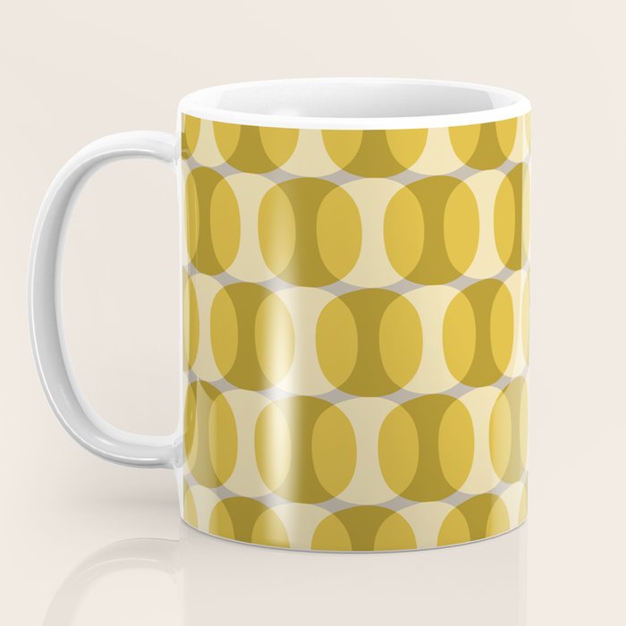 Mid Century Modern Abstract Geometric Spheramod Dot Pattern in Mustard and Gray Coffee Mug Gallery Image 3
