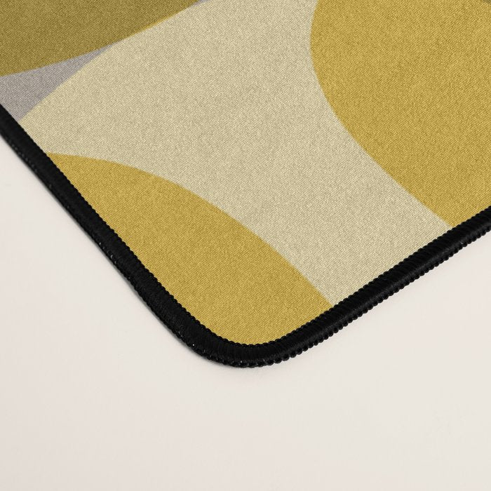 Mid Century Modern Abstract Geometric Spheramod Dot Pattern in Mustard and Gray Desk Mat Gallery Image 4