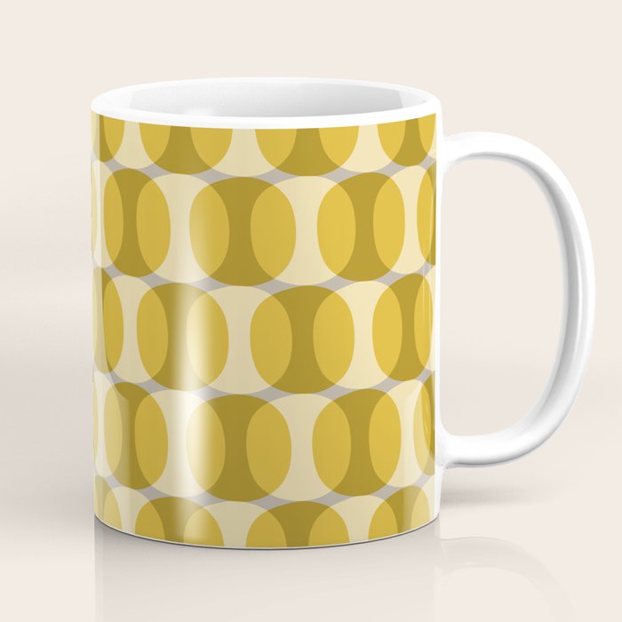 Mid Century Modern Abstract Geometric Spheramod Dot Pattern in Mustard and Gray Coffee Mug Gallery Image 1