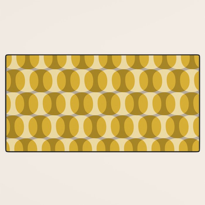 Mid Century Modern Abstract Geometric Spheramod Dot Pattern in Mustard and Gray Desk Mat Gallery Image 3