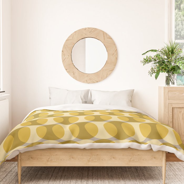 Mid Century Modern Abstract Geometric Spheramod Dot Pattern in Mustard and Gray Duvet Cover Gallery Image 3