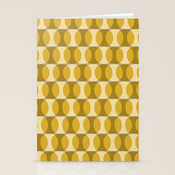 Mid Century Modern Abstract Geometric Spheramod Dot Pattern in Mustard and Gray Stationery Card Gallery Image 2