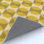Mid Century Modern Abstract Geometric Spheramod Dot Pattern in Mustard and Gray Rug Gallery Image 4
