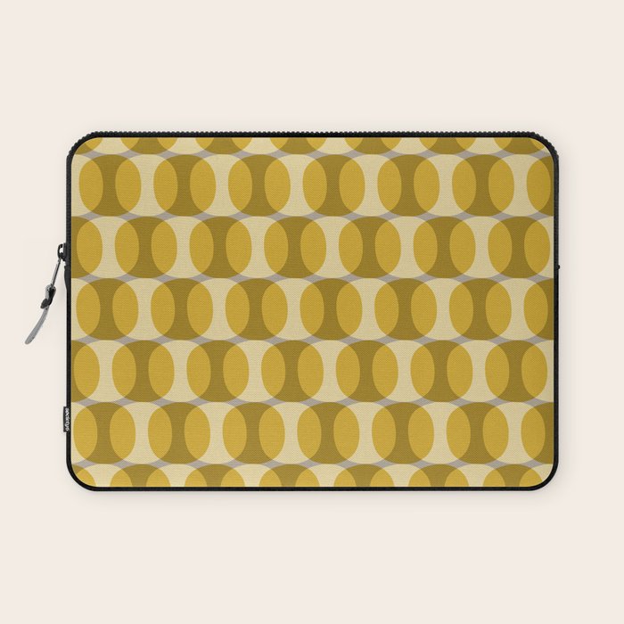 Mid Century Modern Abstract Geometric Spheramod Dot Pattern in Mustard and Gray Laptop Sleeve Gallery Image 1