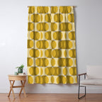 Mid Century Modern Abstract Geometric Spheramod Dot Pattern in Mustard and Gray Window Curtain Gallery Image 5