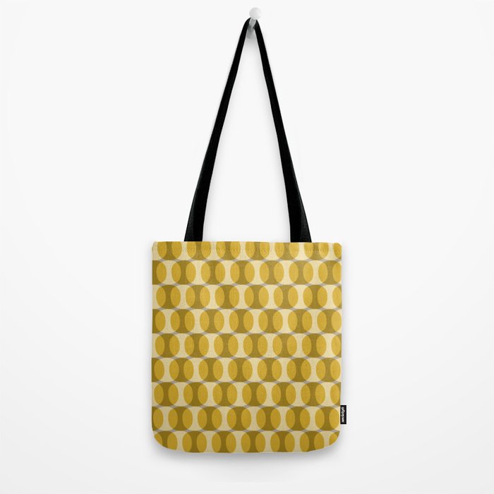 Mid Century Modern Abstract Geometric Spheramod Dot Pattern in Mustard and Gray Tote Bag Gallery Image 2