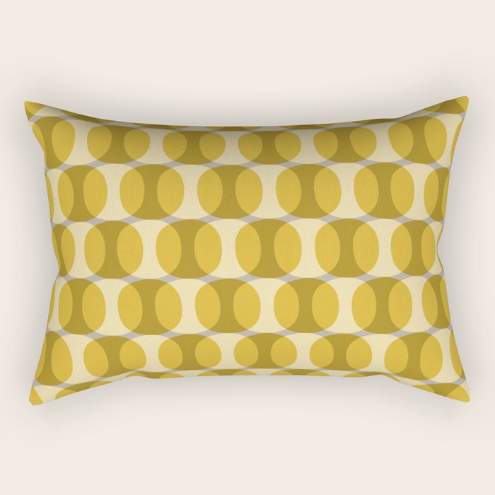 Mid Century Modern Abstract Geometric Spheramod Dot Pattern in Mustard and Gray Rectangular Pillow Gallery Image 1