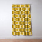 Mid Century Modern Abstract Geometric Spheramod Dot Pattern in Mustard and Gray Window Curtain Gallery Image 3