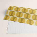 Mid Century Modern Abstract Geometric Spheramod Dot Pattern in Mustard and Gray Wrapping Paper Gallery Image 2