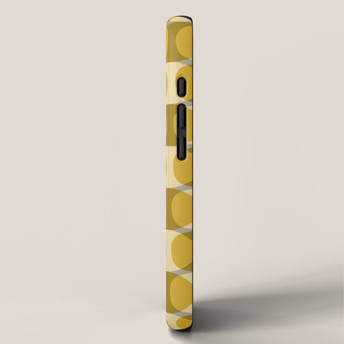 Mid Century Modern Abstract Geometric Spheramod Dot Pattern in Mustard and Gray iPhone Case Gallery Image 2