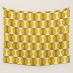 Mid Century Modern Abstract Geometric Spheramod Dot Pattern in Mustard and Gray Wall Tapestry Gallery Image 4