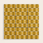 Mid Century Modern Abstract Geometric Spheramod Dot Pattern in Mustard and Gray Wood Wall Art Gallery Image 1