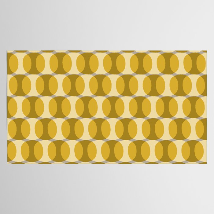 Mid Century Modern Abstract Geometric Spheramod Dot Pattern in Mustard and Gray Tablecloth Gallery Image 2
